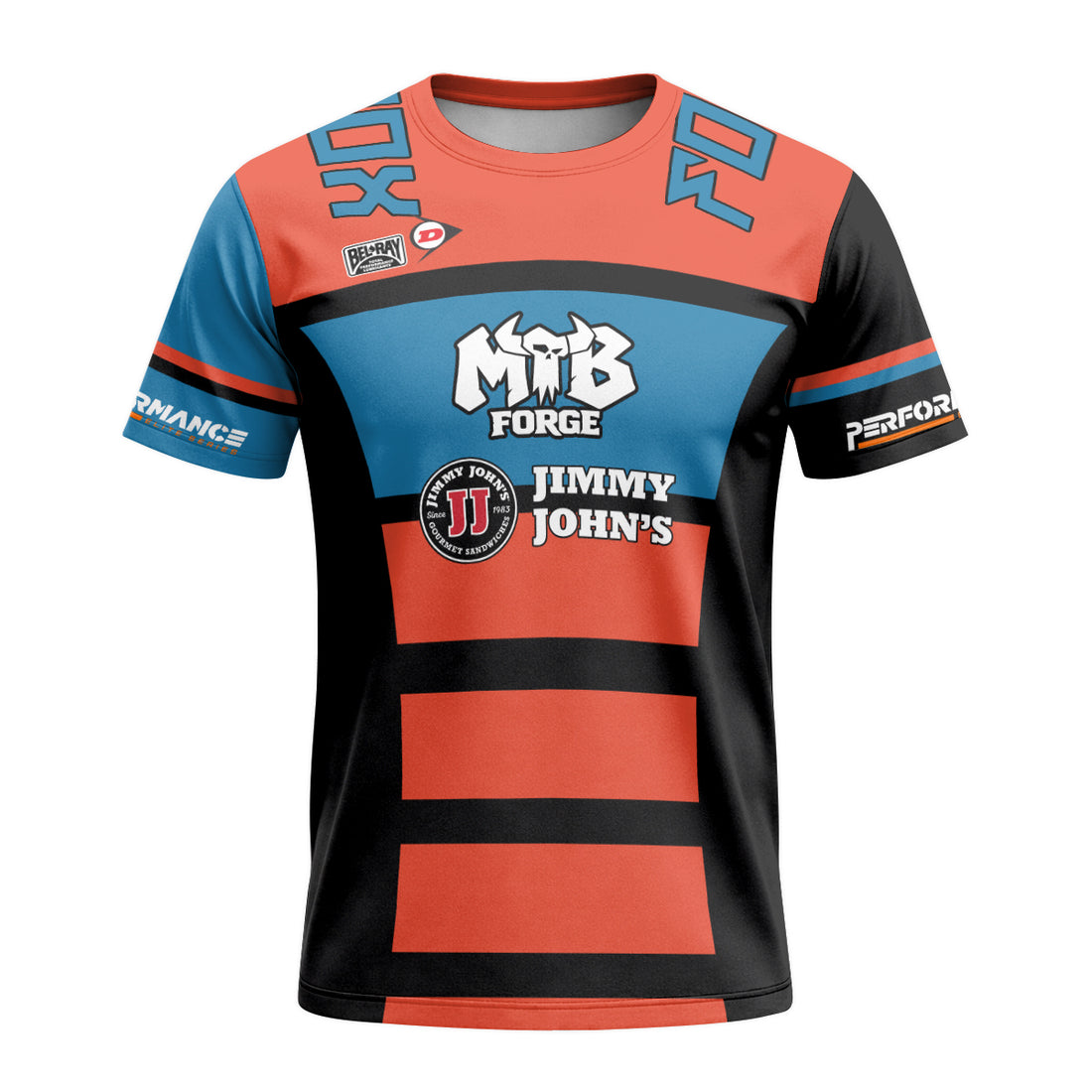 Roczen 94 Jimmy Johns Blue Red Long Sleeve Motocross Jersey – Front View Mockup