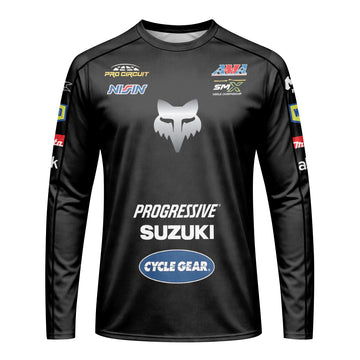Roczen 94 Suzuki Progressive Black Long Sleeve Motocross Jersey - front view mockup