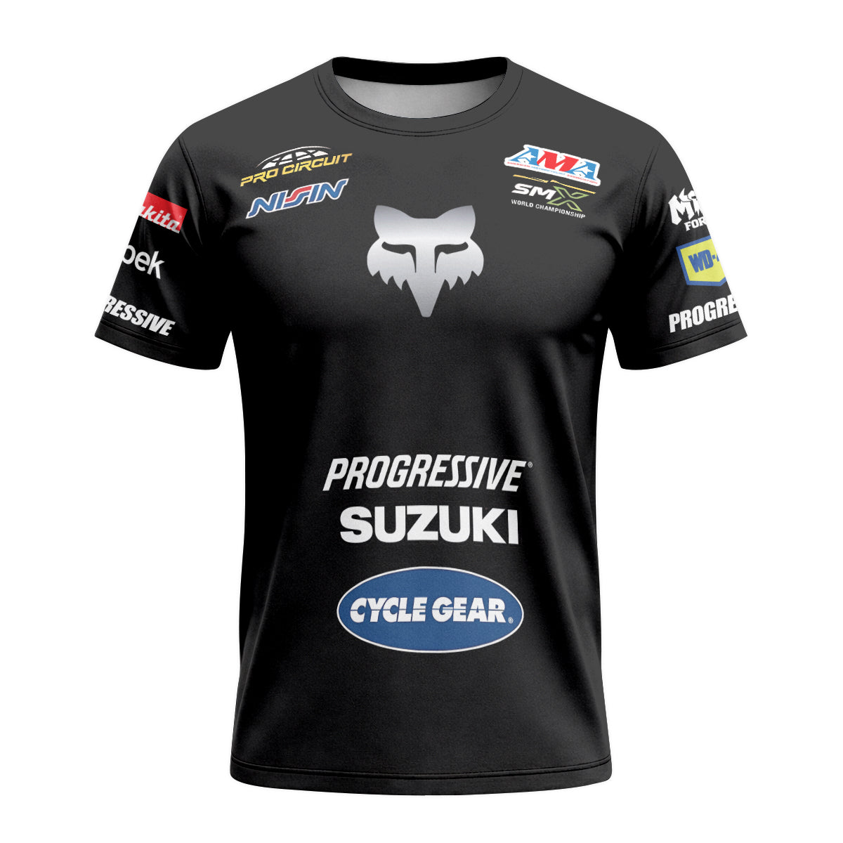 Roczen 94 Suzuki Progressive Black Short Sleeve Motocross Jersey - front view mockup