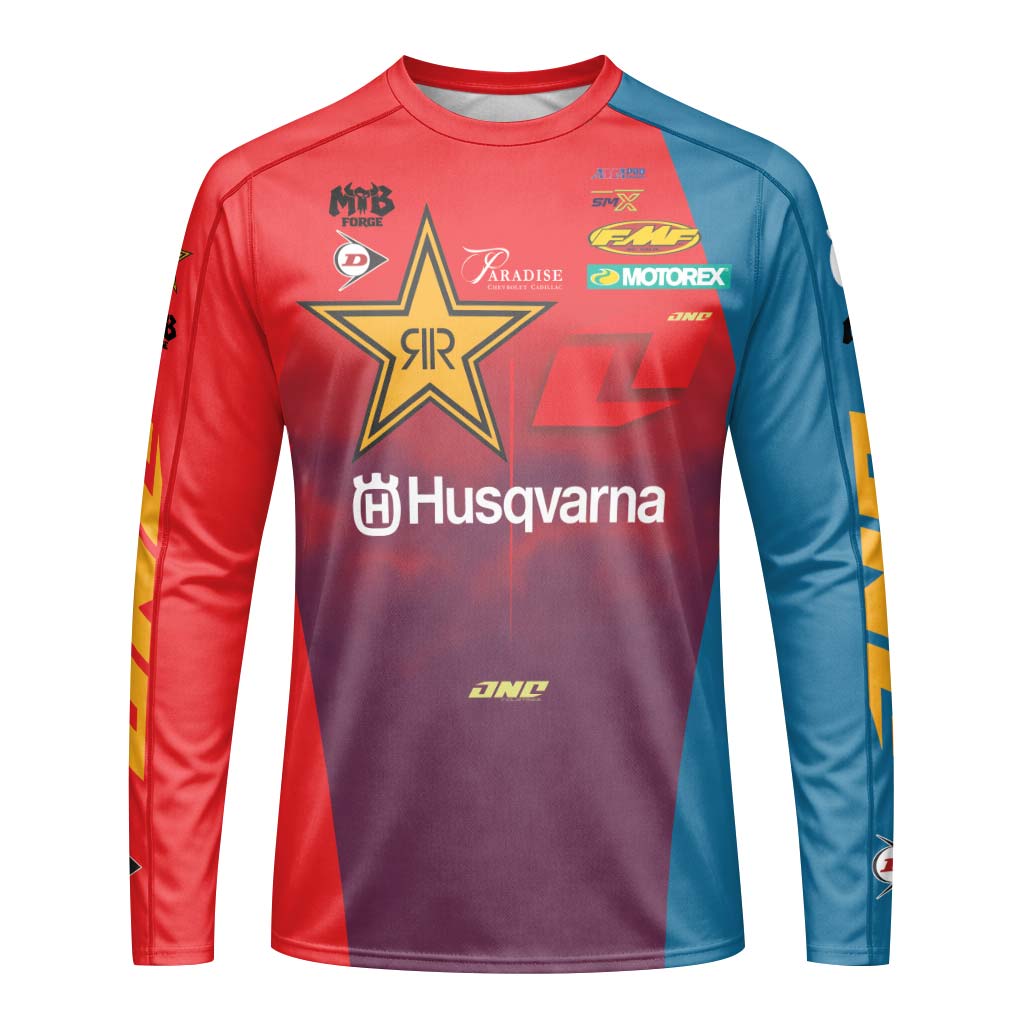 Ryder DiFrancesco #34 Rockstar Husqvarna Long Sleeve Motocross Jersey – Front View Mockup