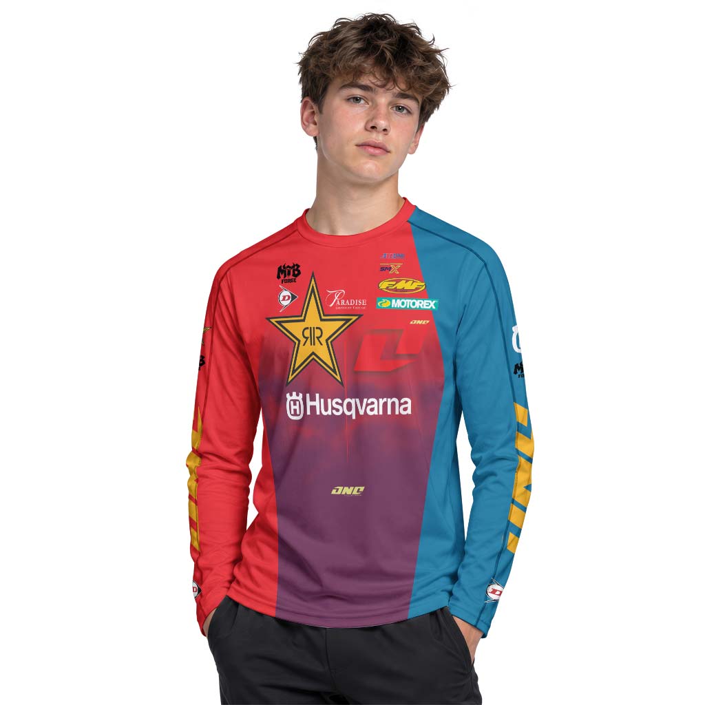 Ryder DiFrancesco #34 Rockstar Husqvarna Youth Long Sleeve Motocross Jersey – Boy Lifestyle View