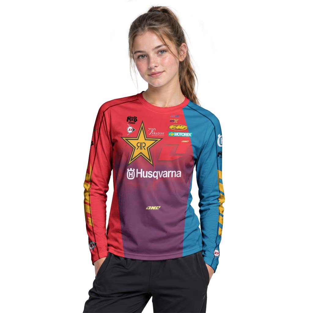 Ryder DiFrancesco #34 Rockstar Husqvarna Youth Long Sleeve Motocross Jersey – Girl Lifestyle View