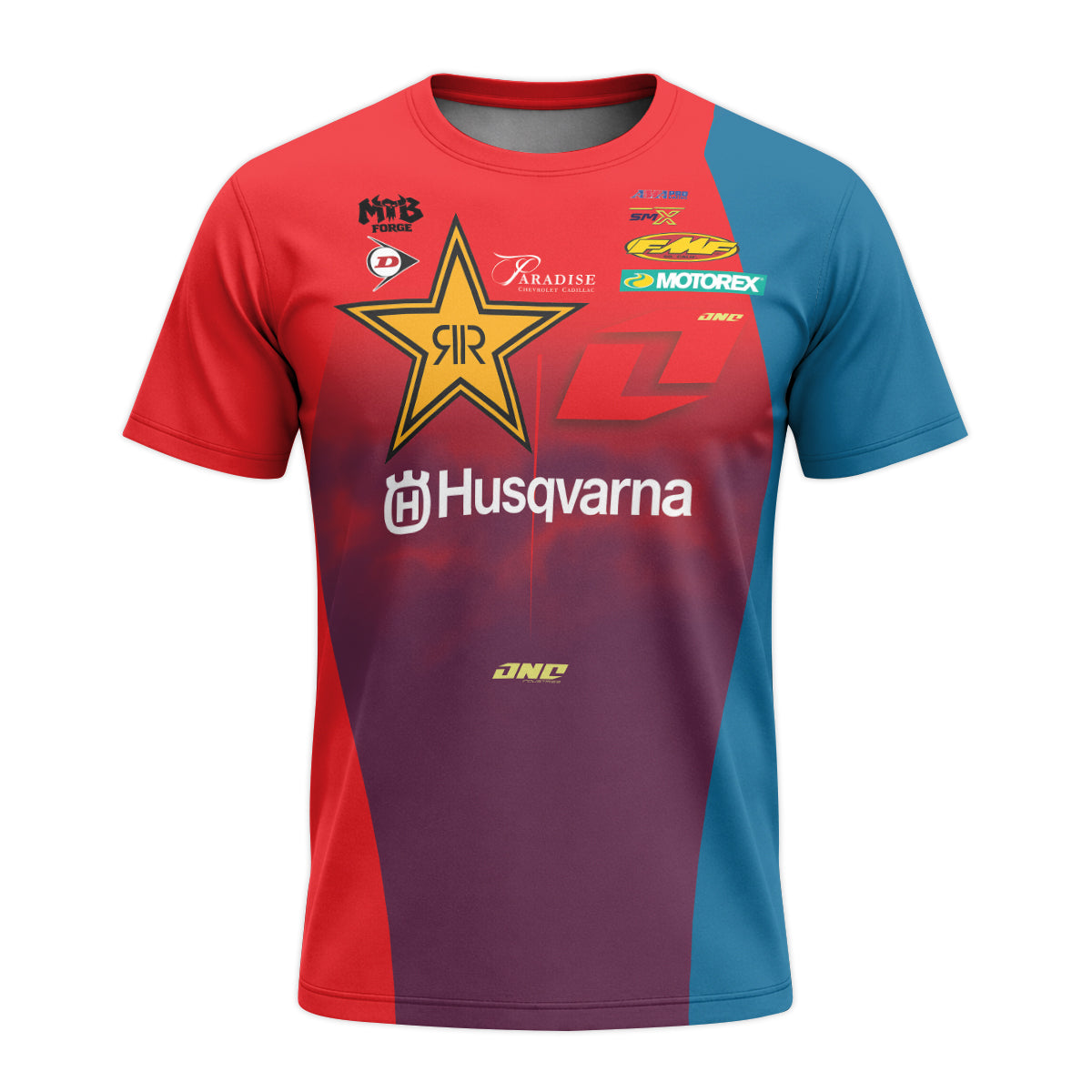 Ryder DiFrancesco #34 Rockstar Husqvarna Youth Short Sleeve Motocross Jersey – Front View Mockup