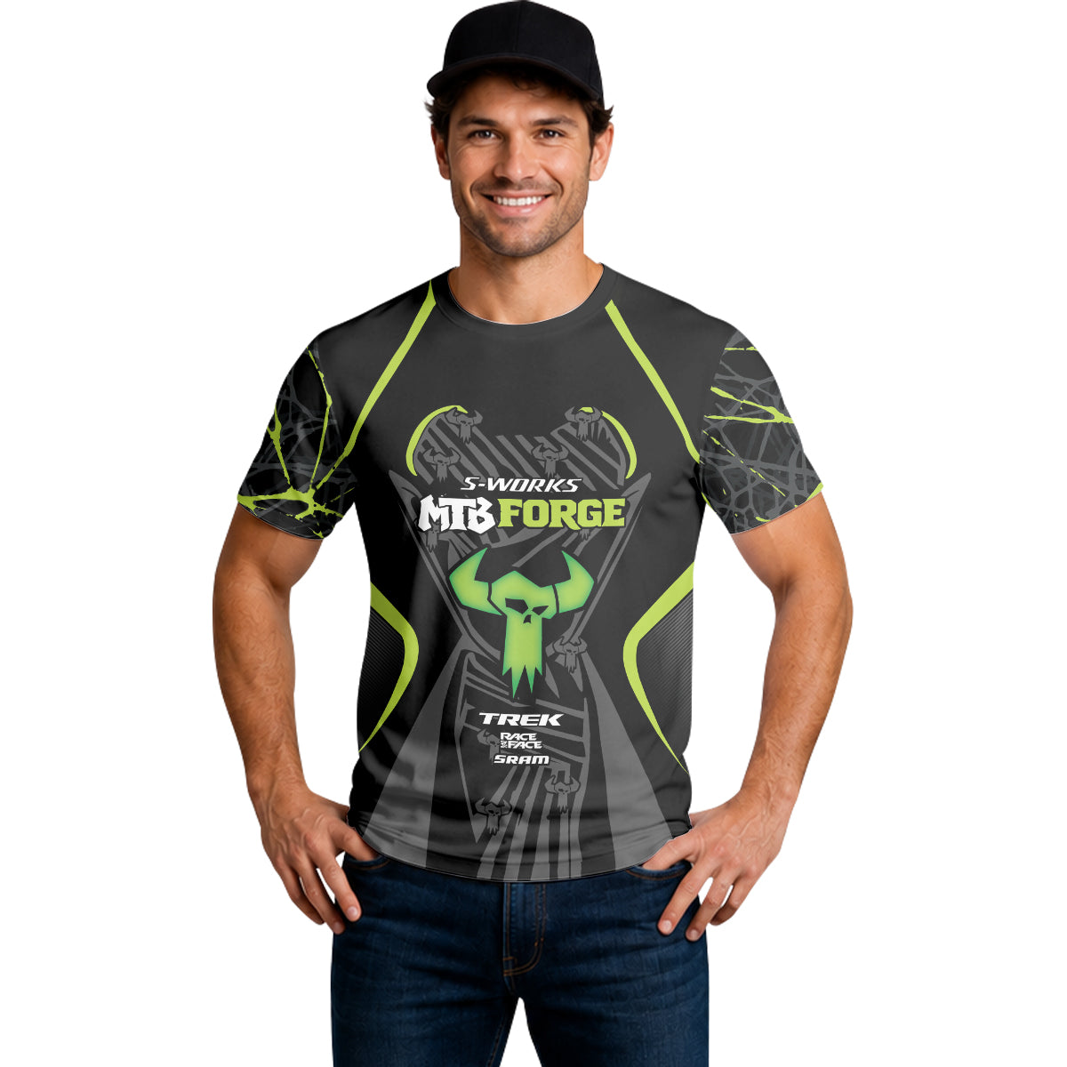 S-Works MTB Forge Black Green Short Sleeve Mountain Bike Jersey – Lifestyle View