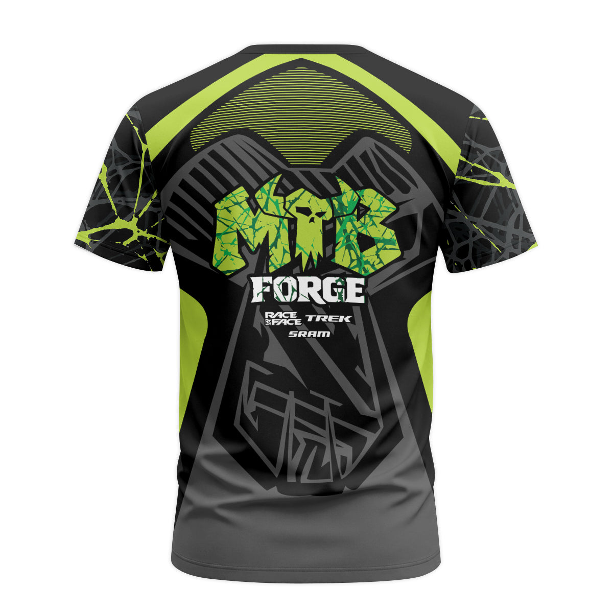 S-Works MTB Forge Black Green Short Sleeve Mountain Bike Jersey – Back View Mockup