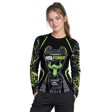 S-Works MTB Forge Black Green Youth Long Sleeve Mountain Bike Jersey – Girl Lifestyle View