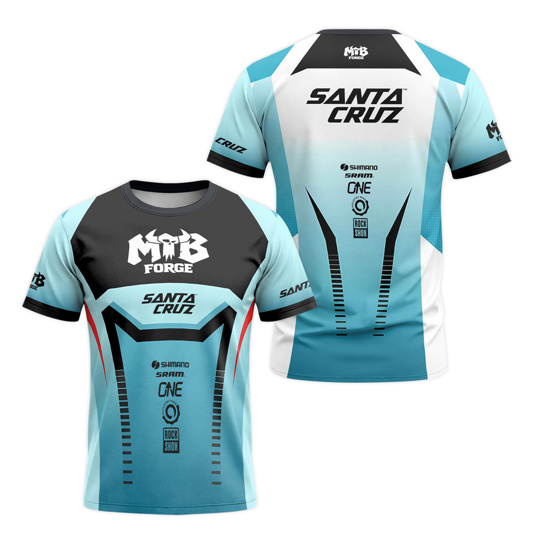 Santa Cruz Aqua Factory Short Sleeve Mountain Bike Jersey - front and back view