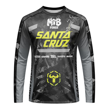 Santa Cruz Black Camo Long Sleeve Mountain Bike Jersey - front view mockup