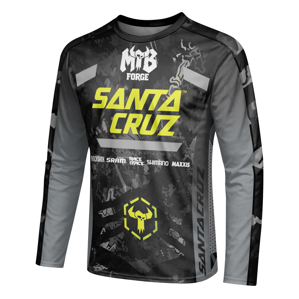 Santa Cruz Black Camo Long Sleeve Mountain Bike Jersey - left side mockup