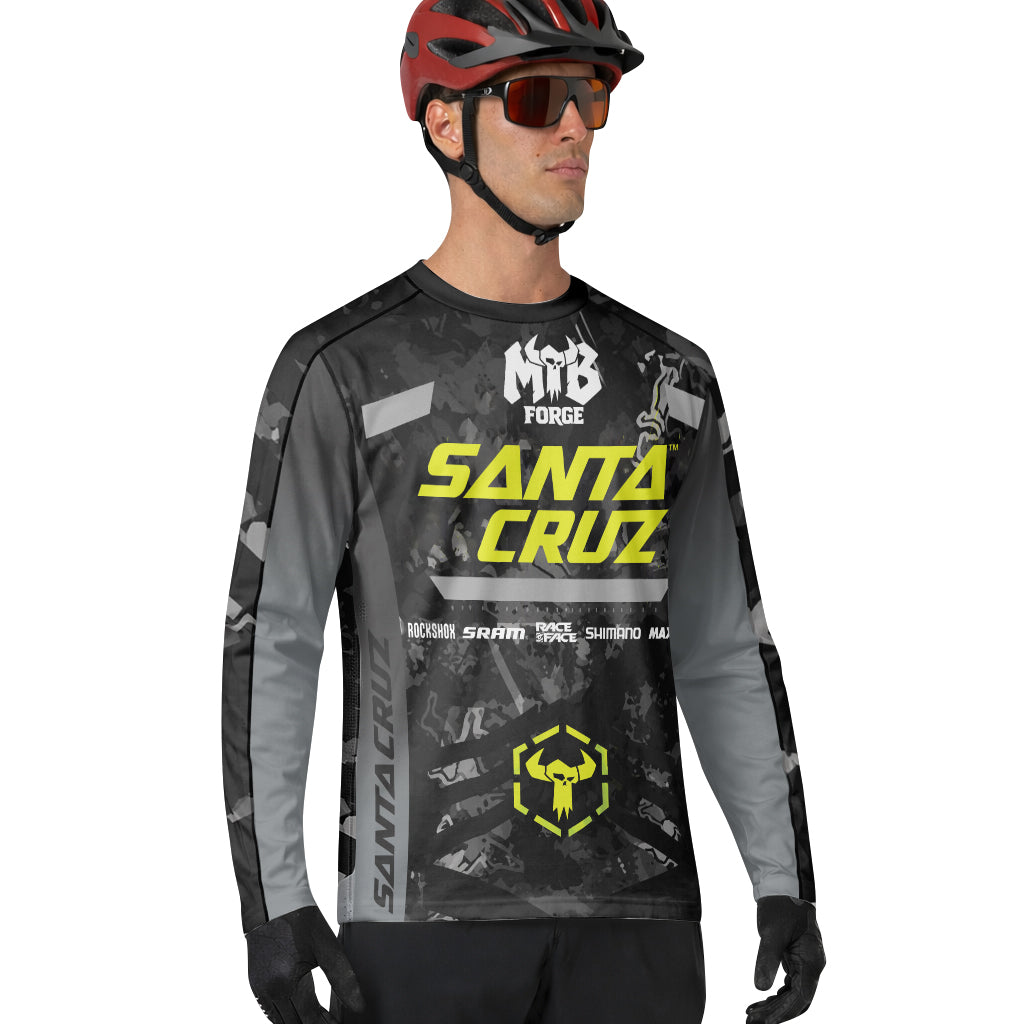 Santa Cruz Black Camo Long Sleeve Mountain Bike Jersey - lifestyle view