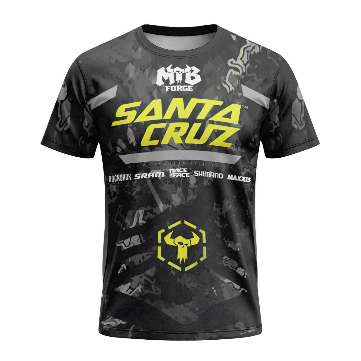 Santa Cruz Black Camo Short Sleeve Mountain Bike Jersey - front view mockup