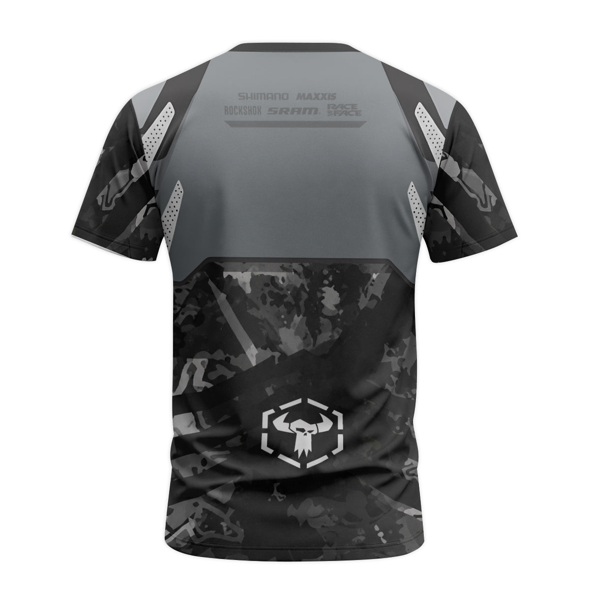 Santa Cruz Black Camo Short Sleeve Mountain Bike Jersey - back view mockup