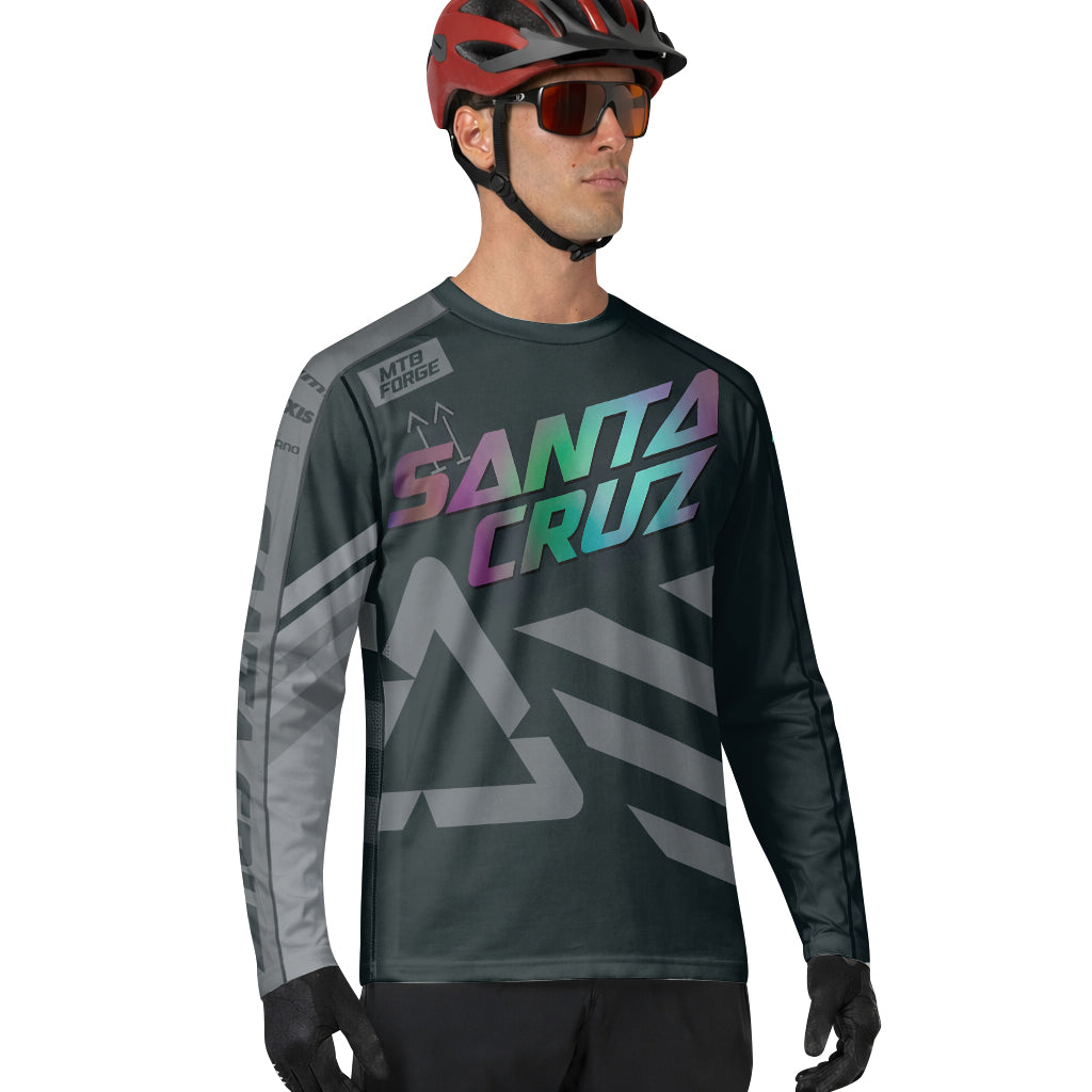 Santa Cruz Black Iridescent Long Sleeve Mountain Bike Jersey - lifestyle view