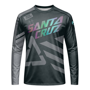 Santa Cruz Black Iridescent Long Sleeve Mountain Bike Jersey - front view mockup