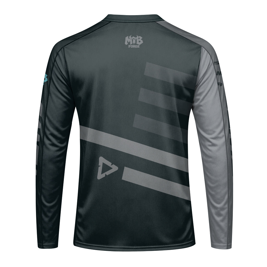 Santa Cruz Black Iridescent Youth Long Sleeve Mountain Bike Jersey – Back View Mockup