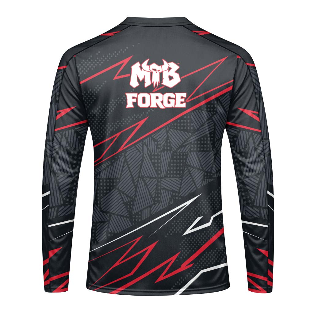 Santa Cruz Black Red Geometric Long Sleeve Mountain Bike Jersey - front view mockup