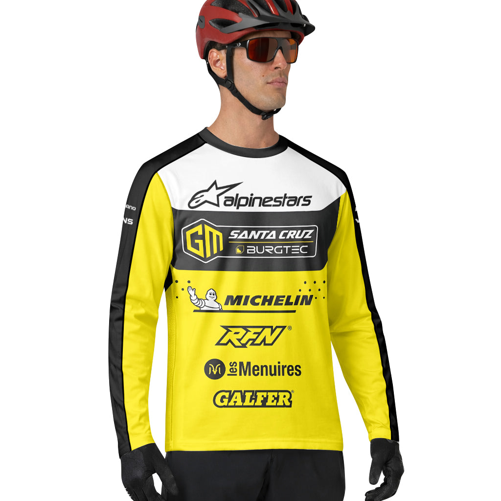 Santa Cruz Burgtec Black Yellow Long Sleeve Mountain Bike Jersey – Lifestyle View