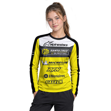 Santa Cruz Burgtec Black Yellow Youth Long Sleeve Mountain Bike Jersey – Girl Lifestyle View