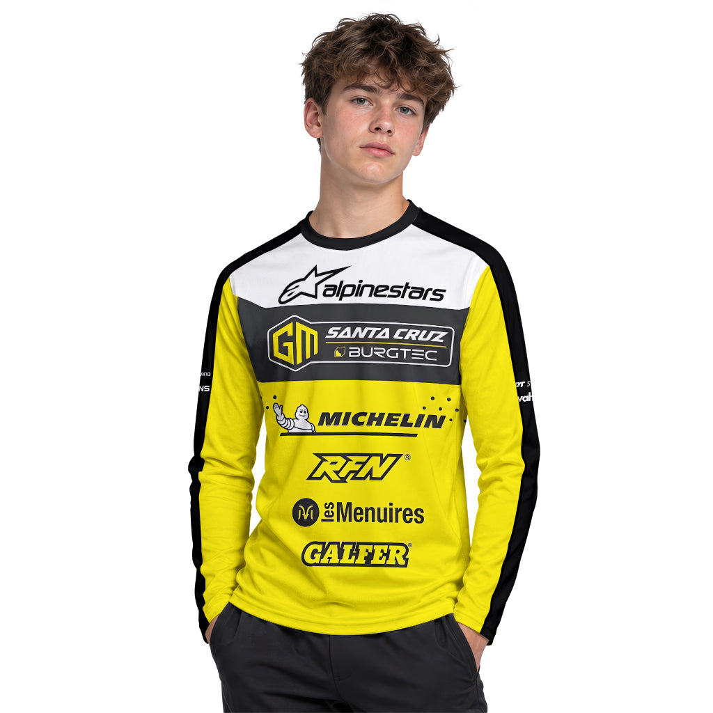 Santa Cruz Burgtec Black Yellow Youth Long Sleeve Mountain Bike Jersey – Boy Lifestyle View