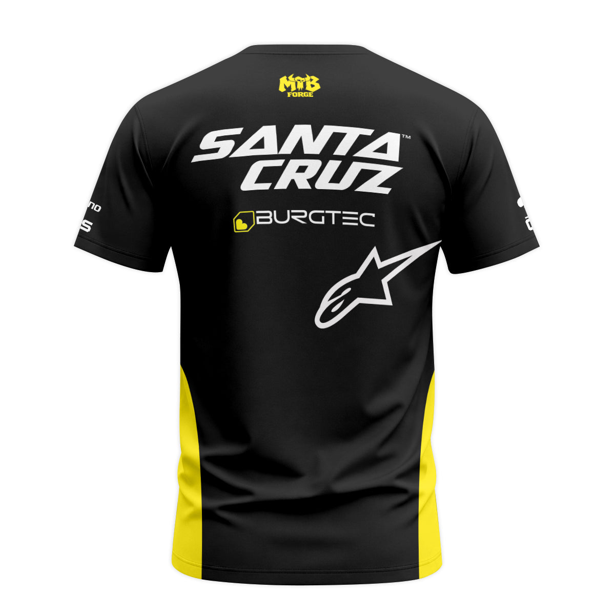 Santa Cruz Burgtec Black Yellow Youth Short Sleeve Mountain Bike Jersey – Back View Mockup