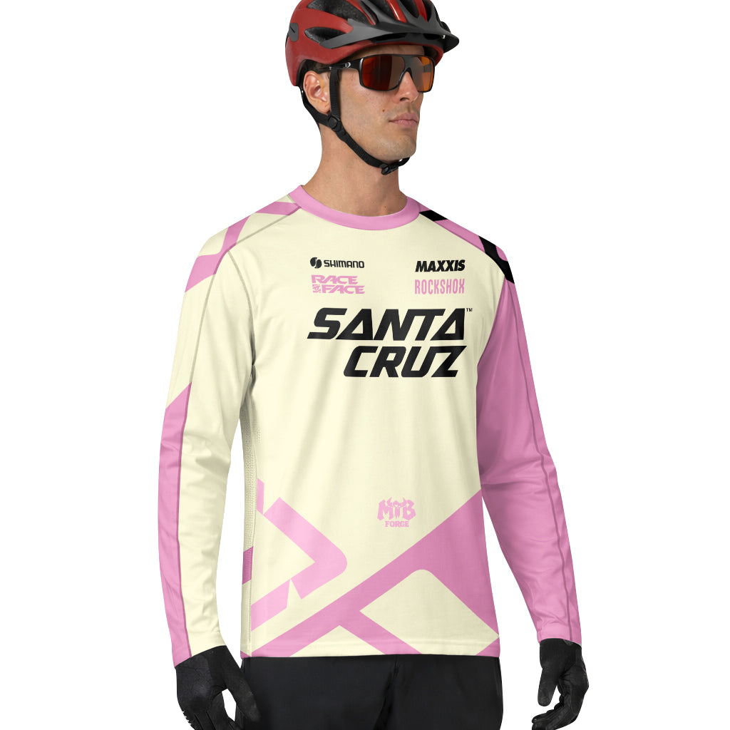 Santa Cruz Cream Pink Long Sleeve Mountain Bike Jersey - lifestyle view