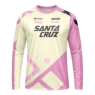 Santa Cruz Cream Pink Long Sleeve Mountain Bike Jersey - front view mockup