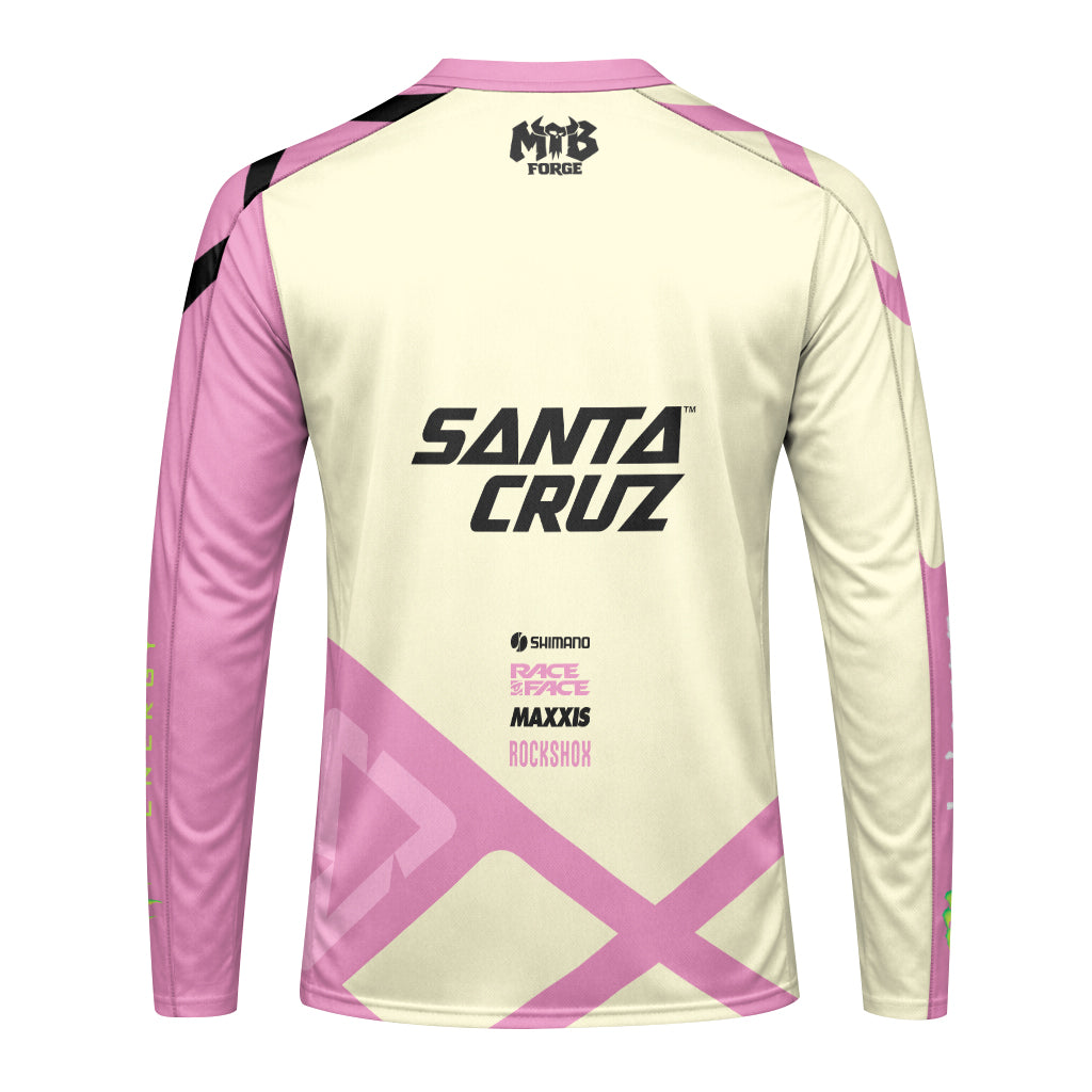 Santa Cruz Cream Pink Long Sleeve Mountain Bike Jersey - front view mockup