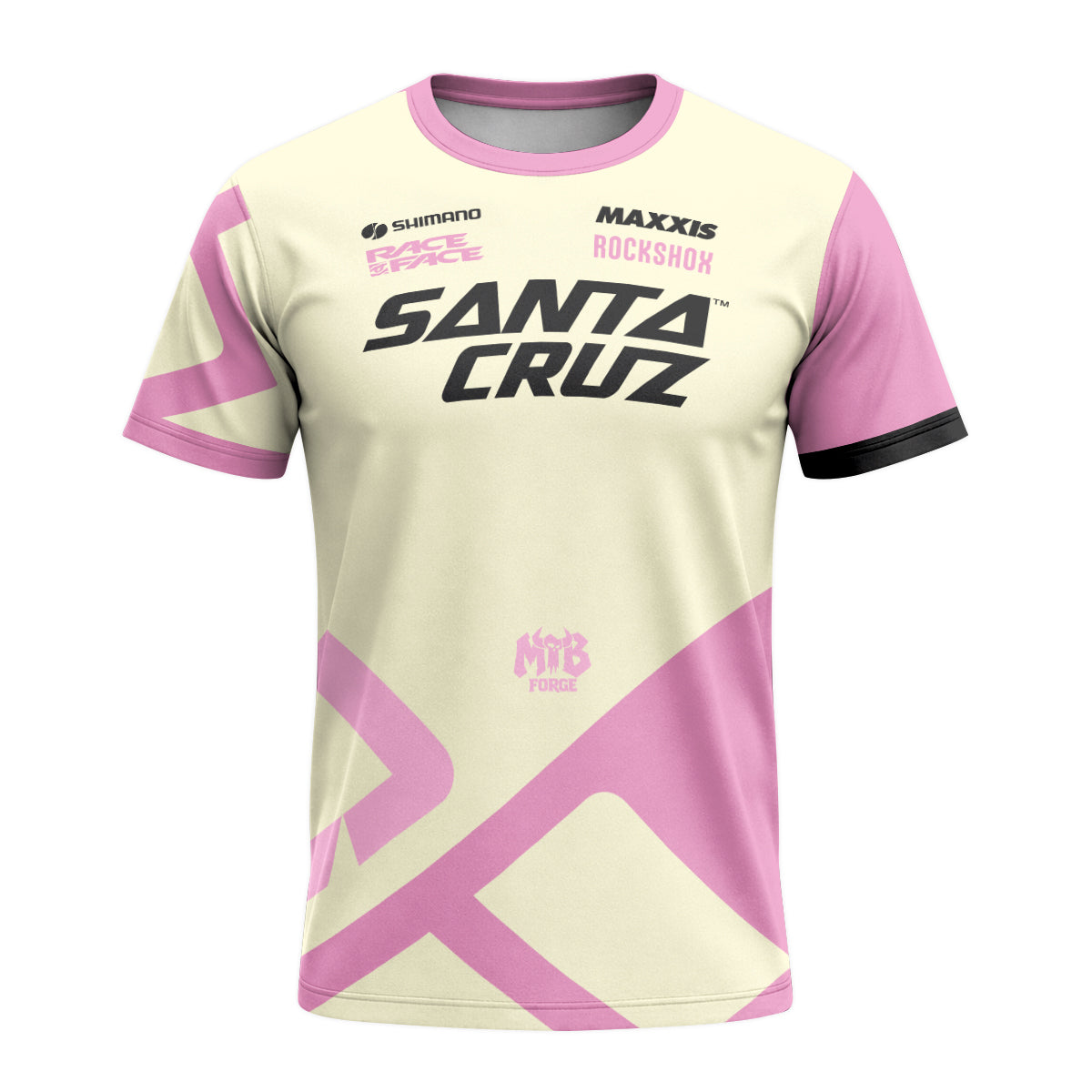Santa Cruz Cream Pink Short Sleeve Mountain Bike Jersey - front view mockup