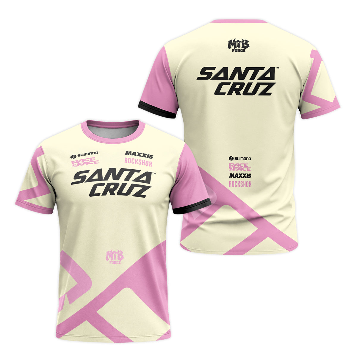 Santa Cruz Cream Pink Short Sleeve Mountain Bike Jersey - front and back view