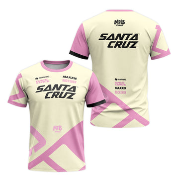 Santa Cruz Cream Pink Short Sleeve Mountain Bike Jersey - front and back view