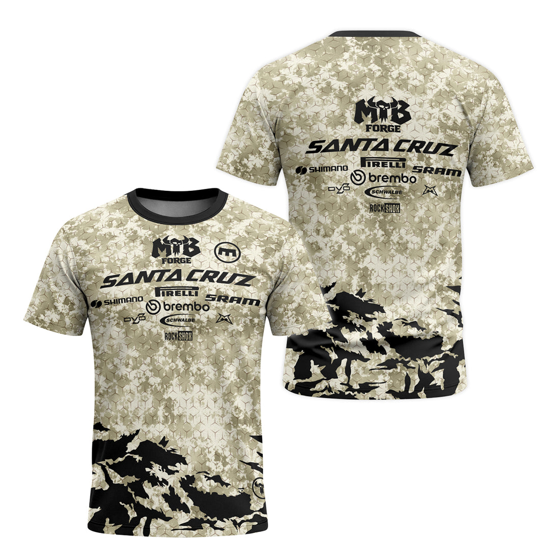 Santa Cruz Desert Camo Race T-Shirt | Desert Camo Mountain Bike TEE - front and back view