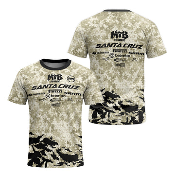 Santa Cruz Desert Camo Race T-Shirt | Desert Camo Mountain Bike TEE - front and back view