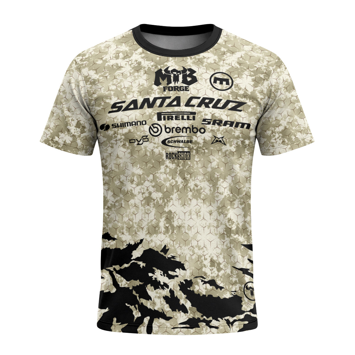 Santa Cruz Desert Camo Youth Short Sleeve Mountain Bike Jersey – Front View Mockup