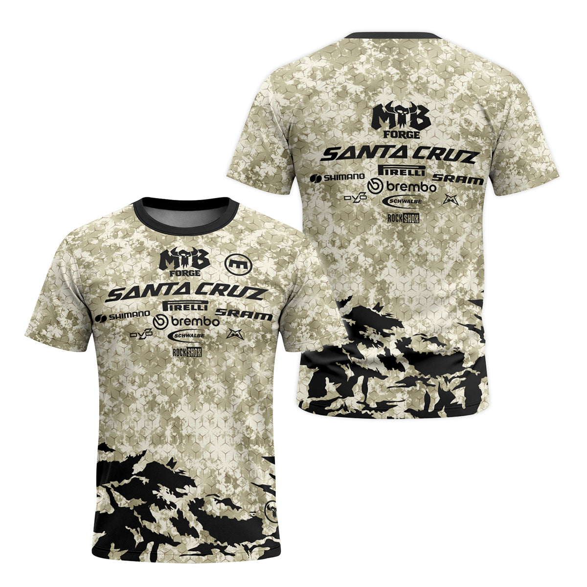 Santa Cruz Desert Camo Youth Short Sleeve Mountain Bike Jersey – Front and Back View