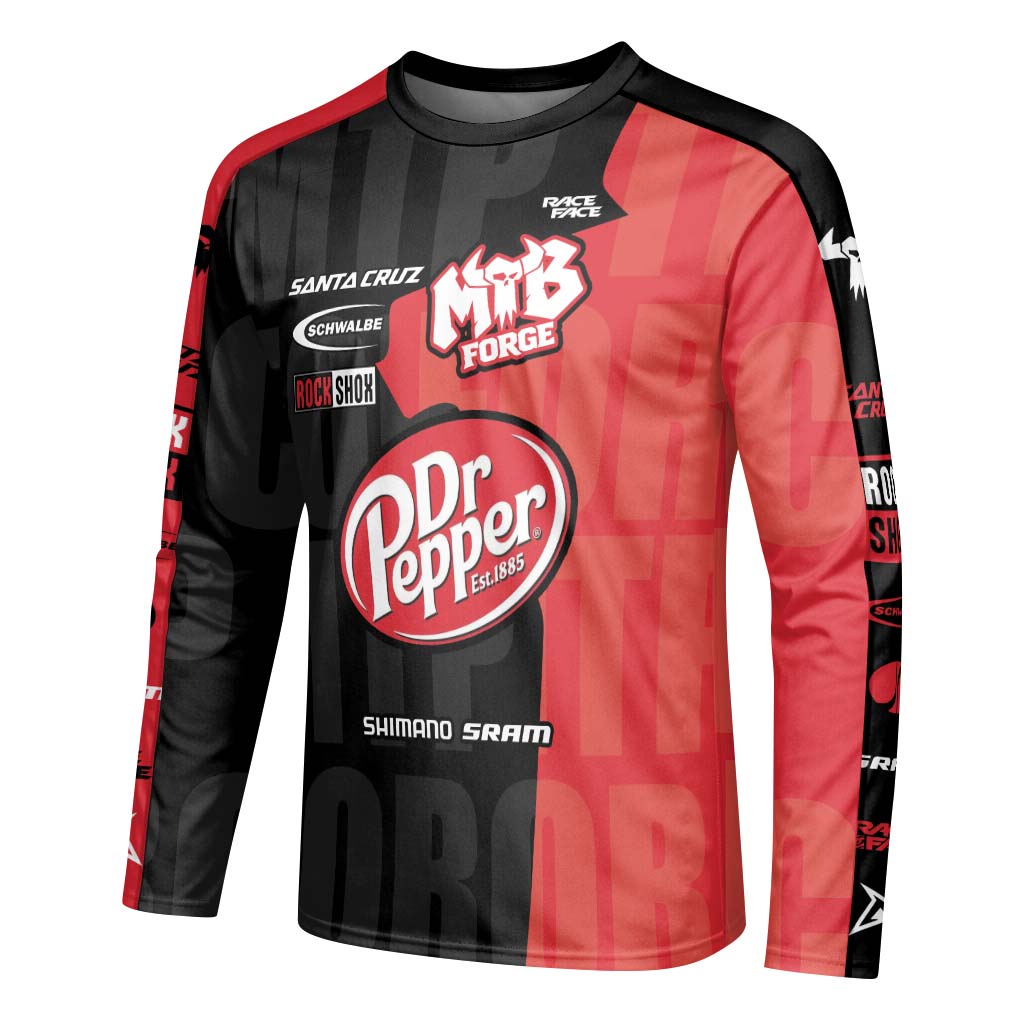 Santa Cruz Dr Pepper Youth Long Sleeve Mountain Bike Jersey – Left Side View Mockup
