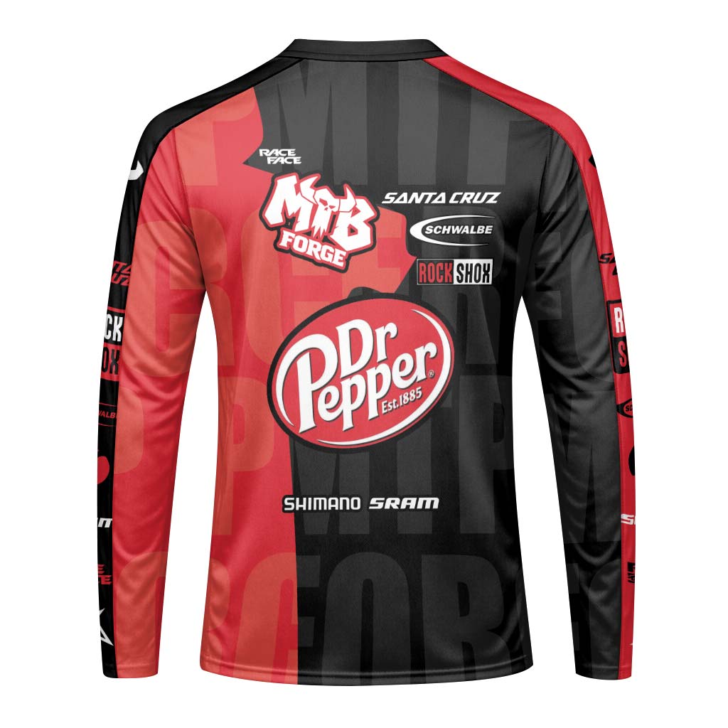 Santa Cruz Dr Pepper Youth Long Sleeve Mountain Bike Jersey – Back View Mockup