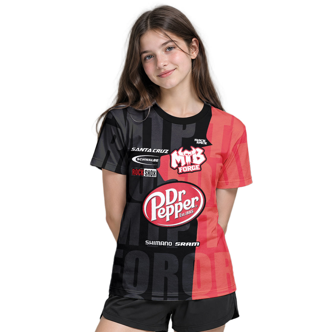 Santa Cruz Dr Pepper Youth Short Sleeve Mountain Bike Jersey – Boy Lifestyle View