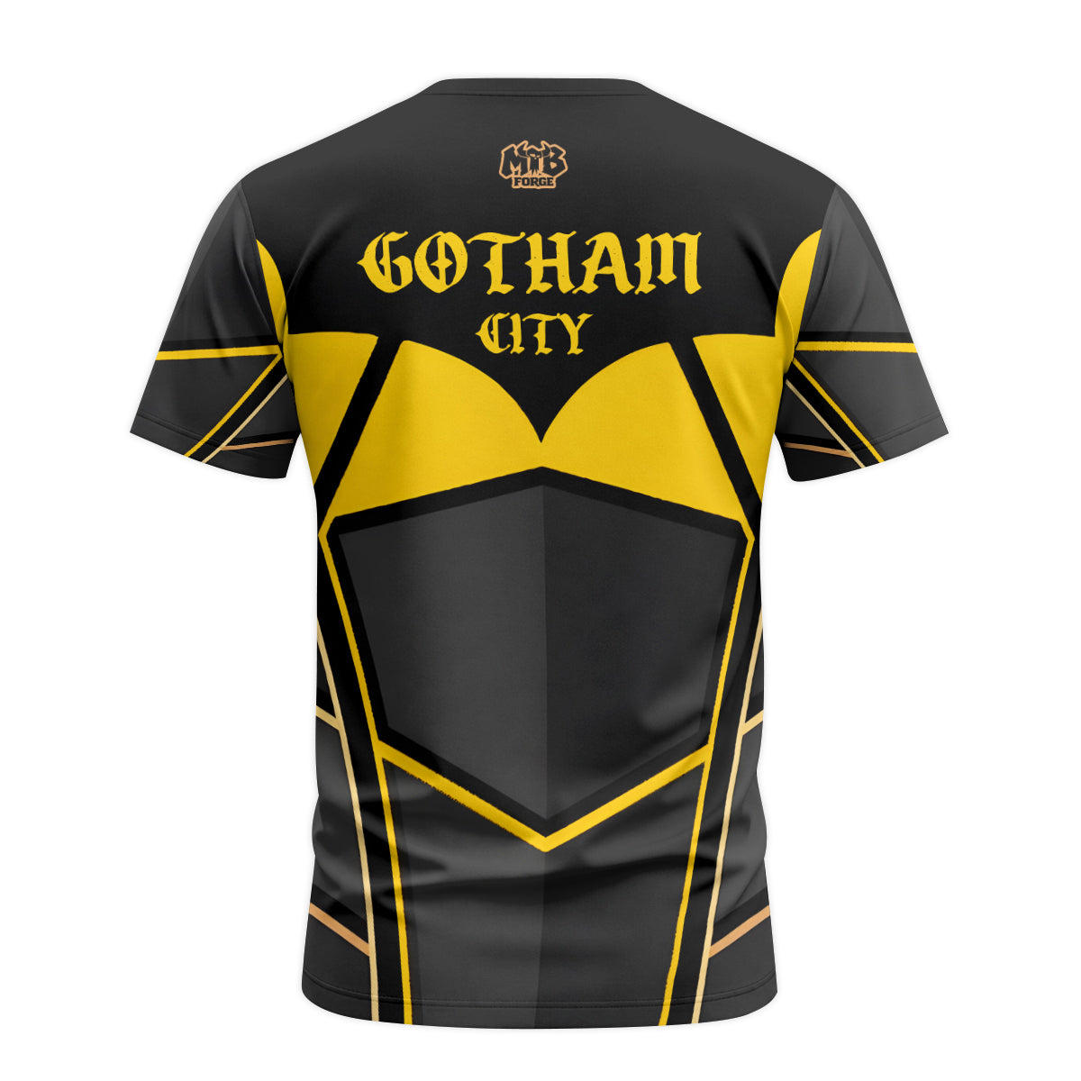 Santa Cruz Gotham City Batman Black Yellow Short Sleeve Mountain Bike Jersey – Back View Mockup