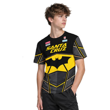 Santa Cruz Gotham City Batman Black Yellow Youth Short Sleeve Mountain Bike Jersey – Boy Lifestyle View