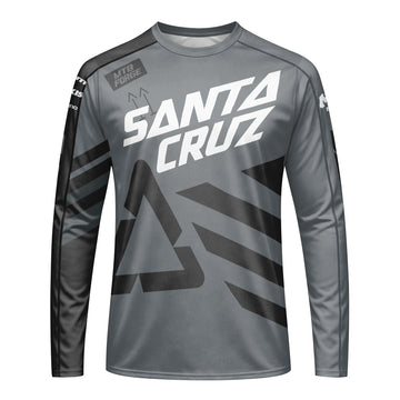 Santa Cruz Gray Black Factory Long Sleeve Mountain Bike Jersey - front view mockup