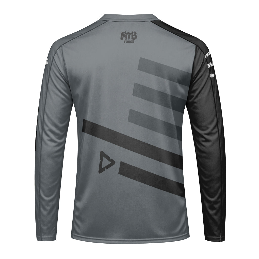 Santa Cruz Gray Black Factory Long Sleeve Mountain Bike Jersey - front view mockup
