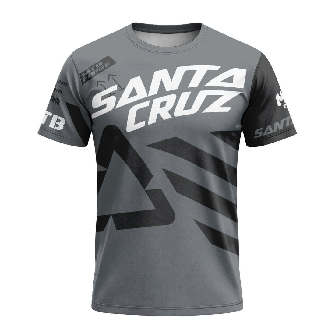 Santa Cruz Gray Black Factory Short Sleeve Mountain Bike Jersey - front and back view