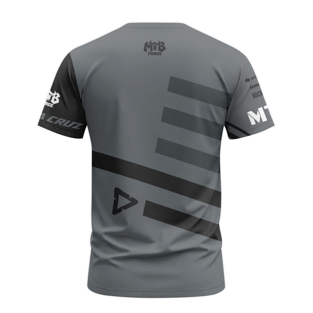 Santa Cruz Gray Black Factory Short Sleeve Mountain Bike Jersey - back view mockup