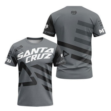 Santa Cruz Gray Black Factory Short Sleeve Mountain Bike Jersey - front and back view