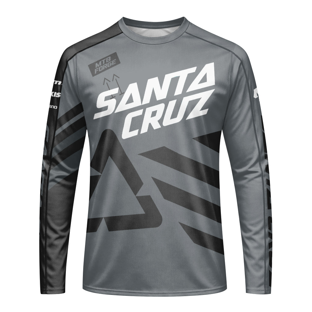 Santa Cruz Gray Black Factory Youth Long Sleeve Mountain Bike Jersey – Front View Mockup