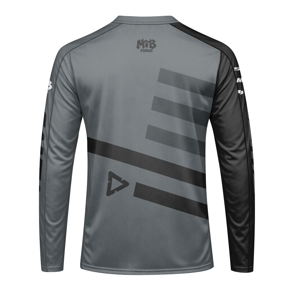 Santa Cruz Gray Black Factory Youth Long Sleeve Mountain Bike Jersey – Back View Mockup