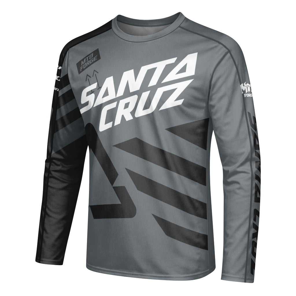 Santa Cruz Gray Black Factory Youth Long Sleeve Mountain Bike Jersey – Left Side View Mockup