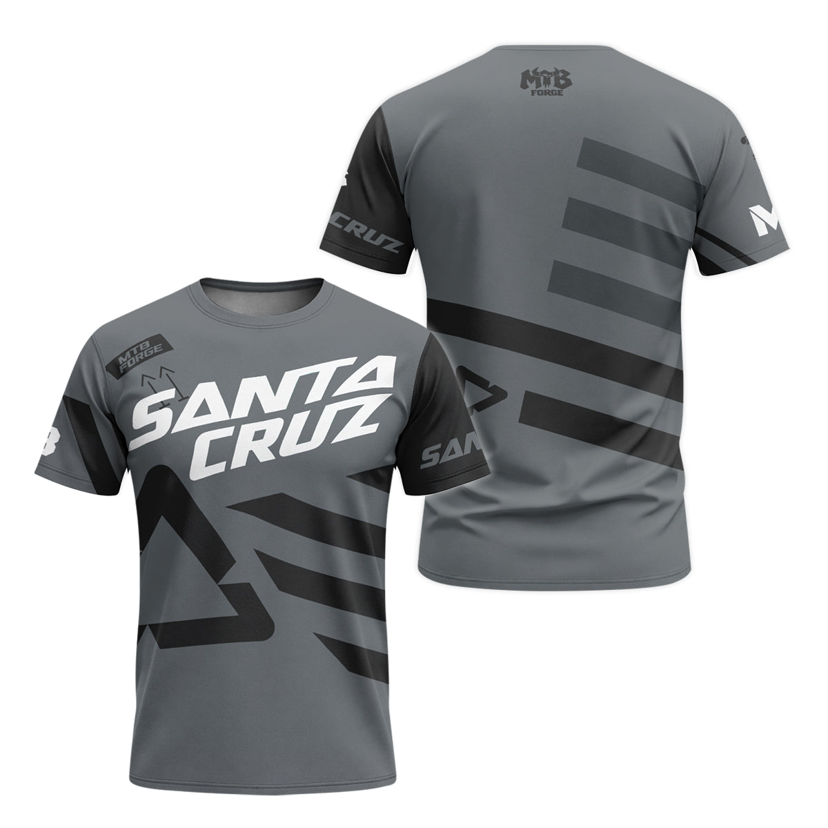 Santa Cruz Gray Black Factory Youth Short Sleeve Mountain Bike Jersey – Front and Back View