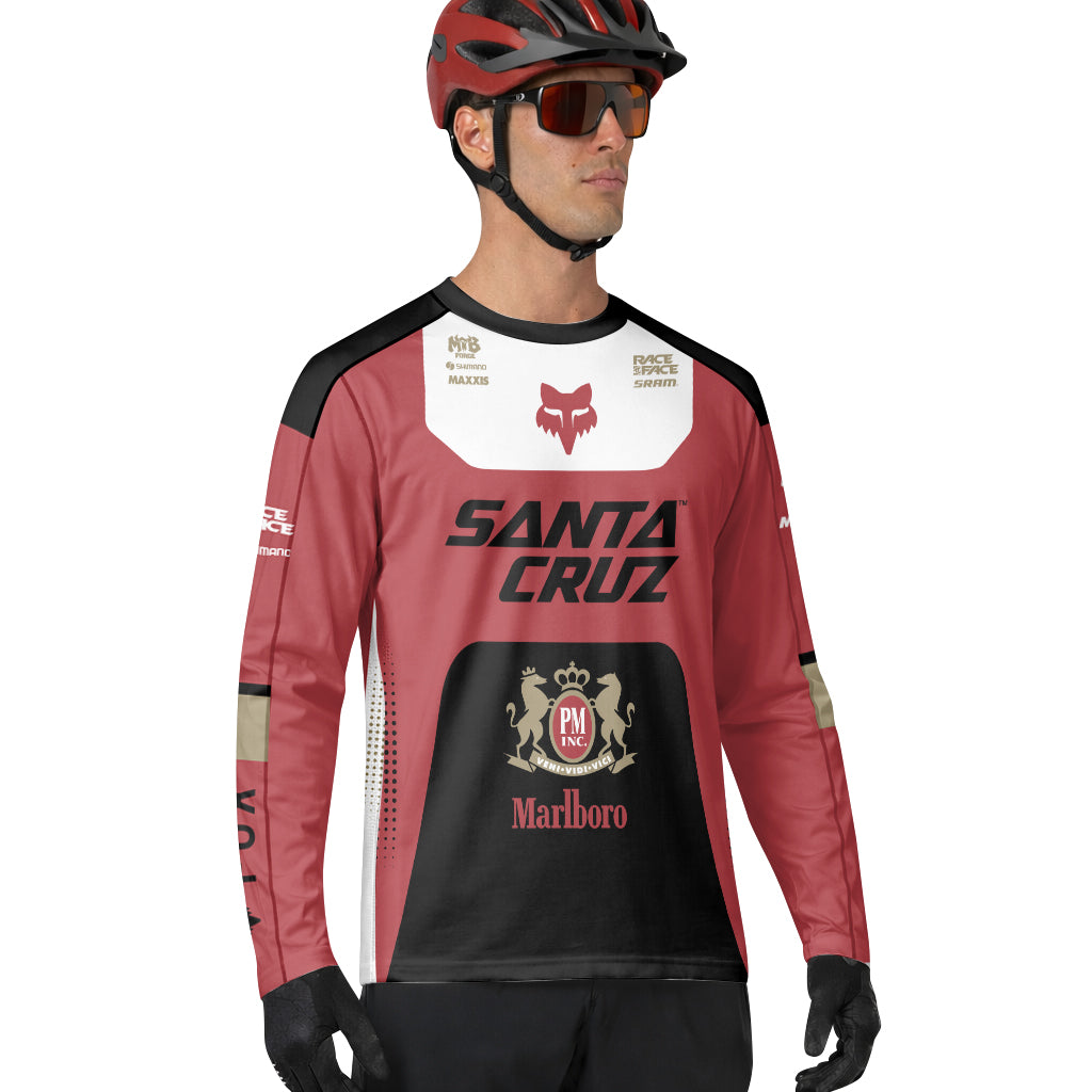 Santa Cruz Marlboro Red Black Factory Long Sleeve Mountain Bike Jersey - lifestyle view