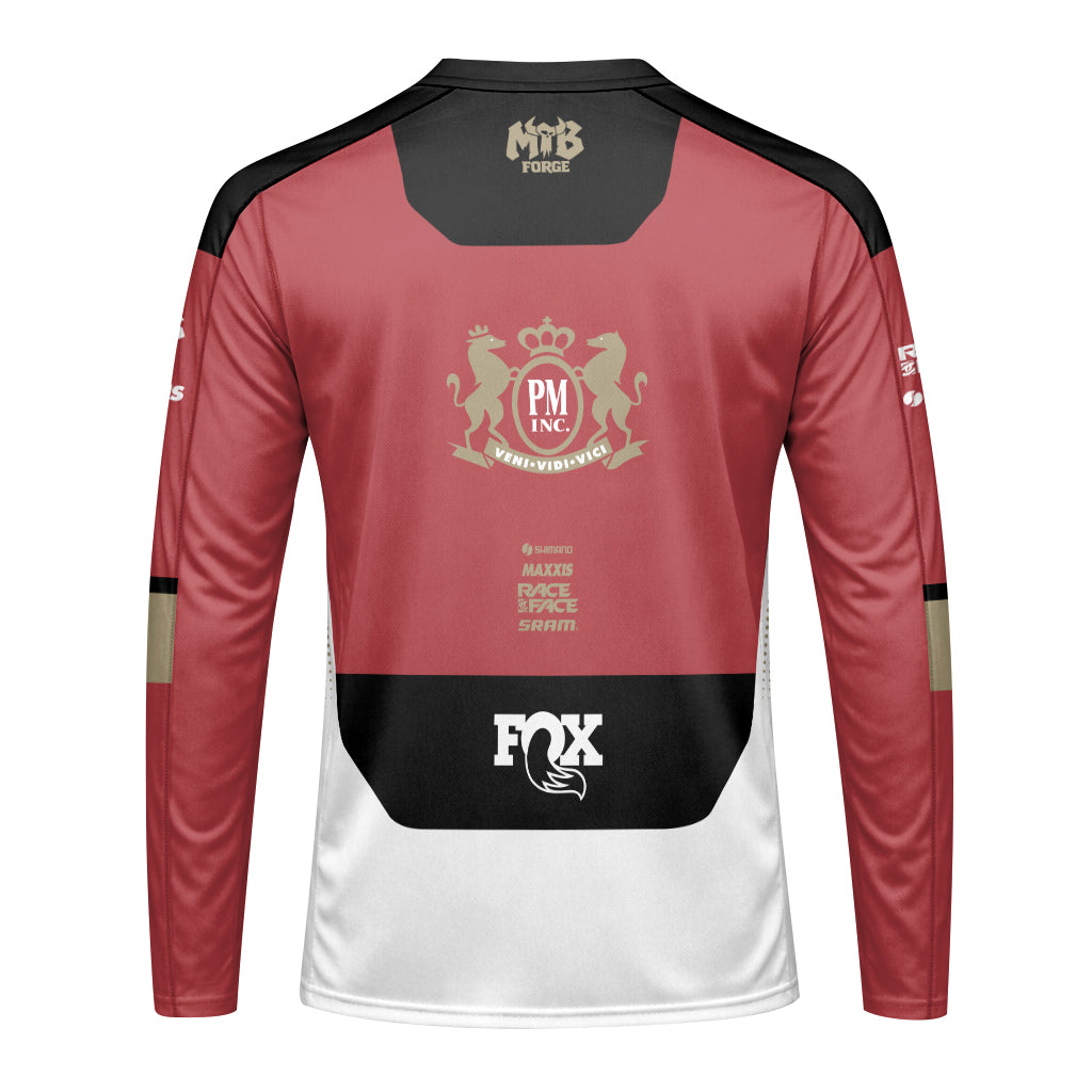 Santa Cruz Marlboro Red Black Factory Long Sleeve Mountain Bike Jersey - front view mockup